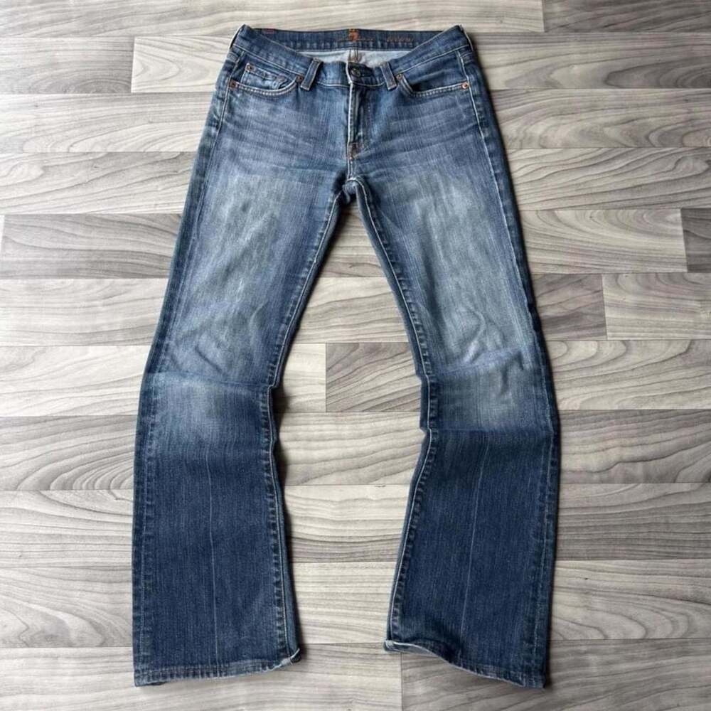 7 For All Mankind Bootcut Jeans Size 27 Blue Medium Wash Mid Rise Denim